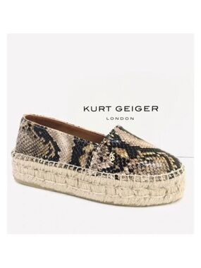 Kurt Geiger Snake-Print Espadrille Platform Slip-On in Beige Black